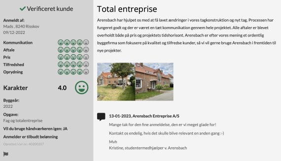 Arensbach Entreprise A/S - anmeldelse