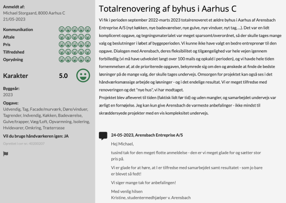 Arensbach Entreprise A/S - renovering af byhus i Aarhus